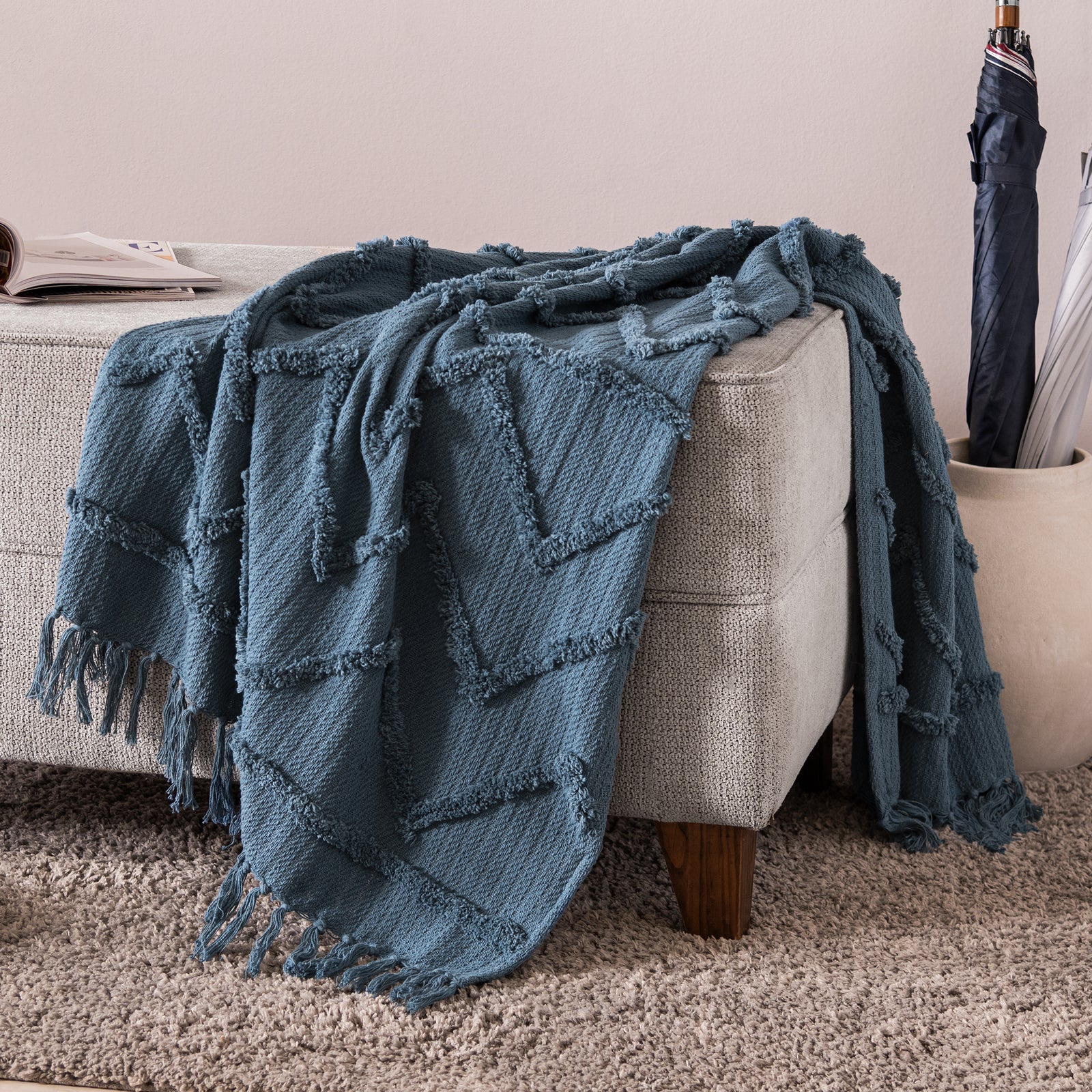 Textiles Mumbai Azul FRAZADA