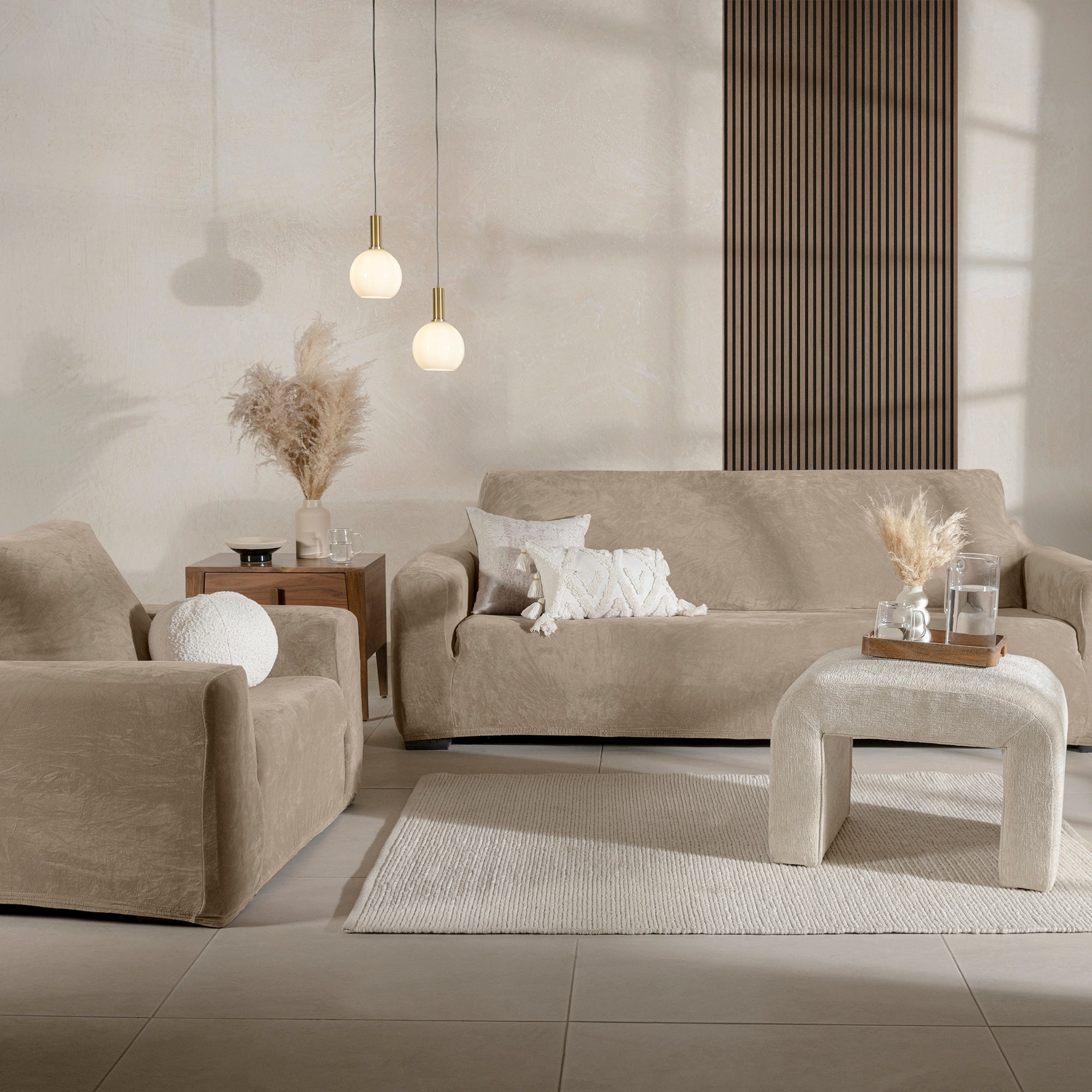 Vianney Niza Velvet Latte Armchair Slipcover