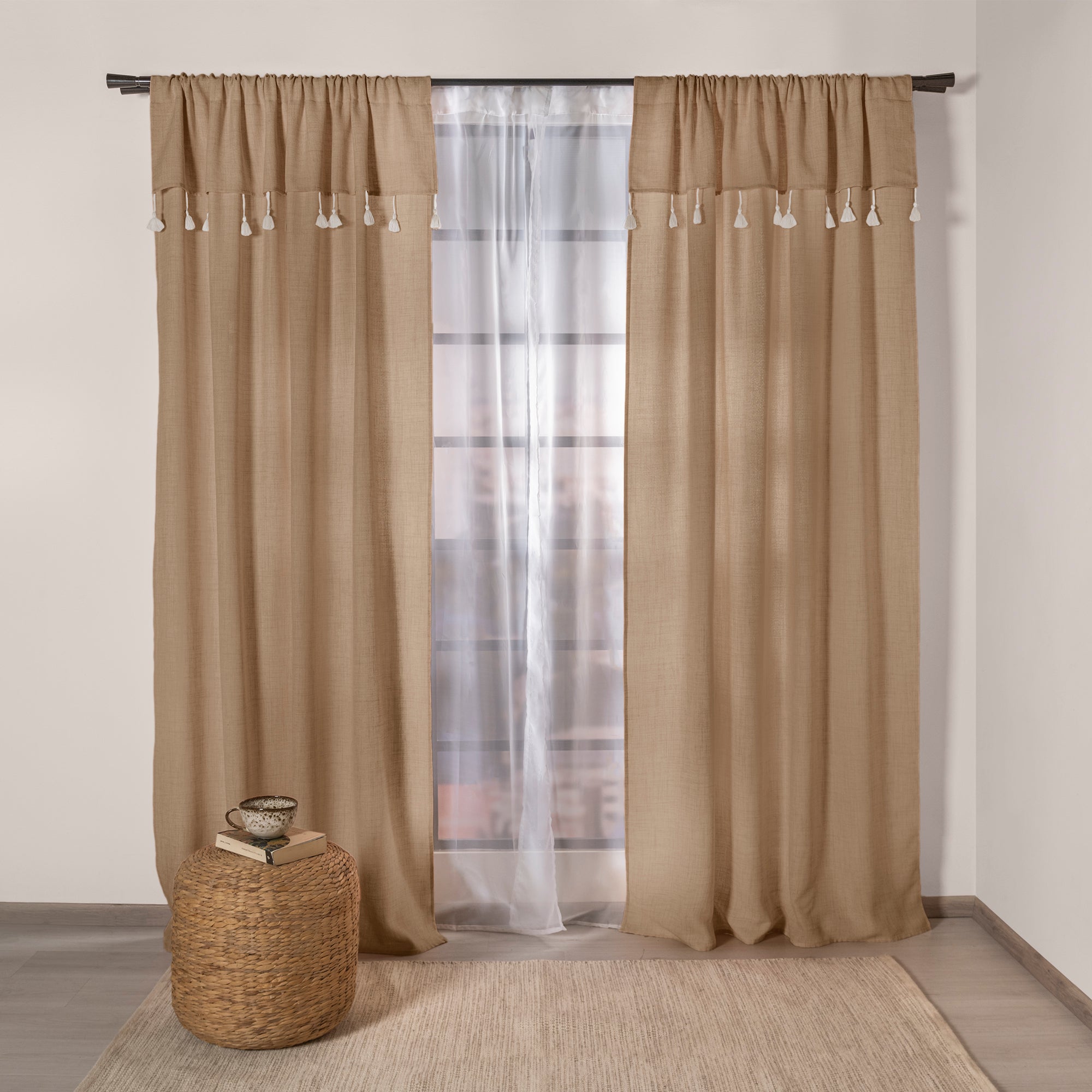 Cortinas Creta Latte LARGA