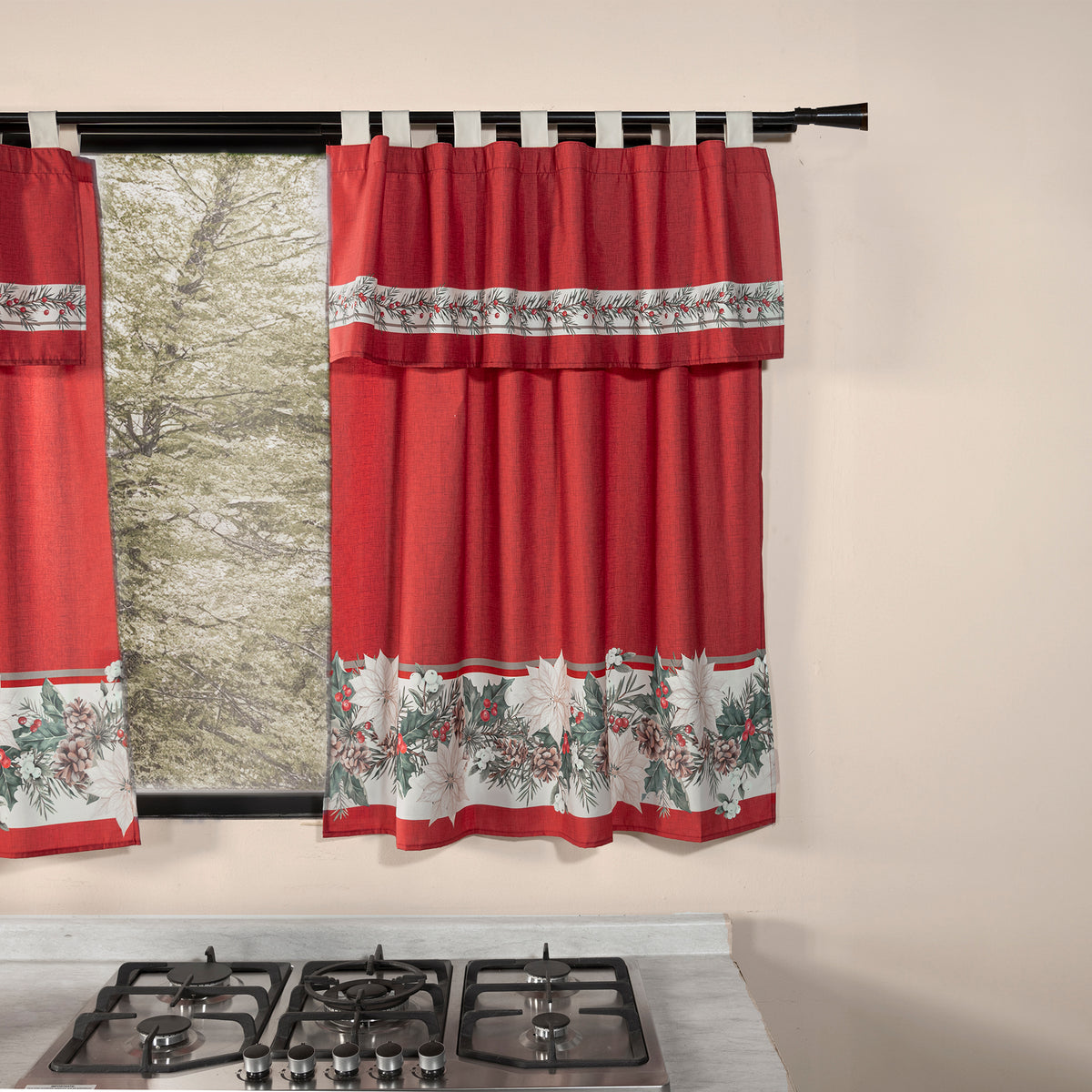 Cortina De Cocina Flor De Navidad C