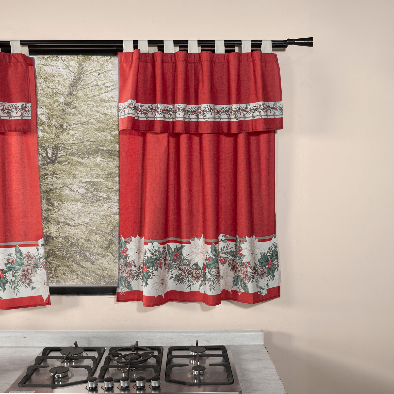 Cortina De Cocina Flor De Navidad C