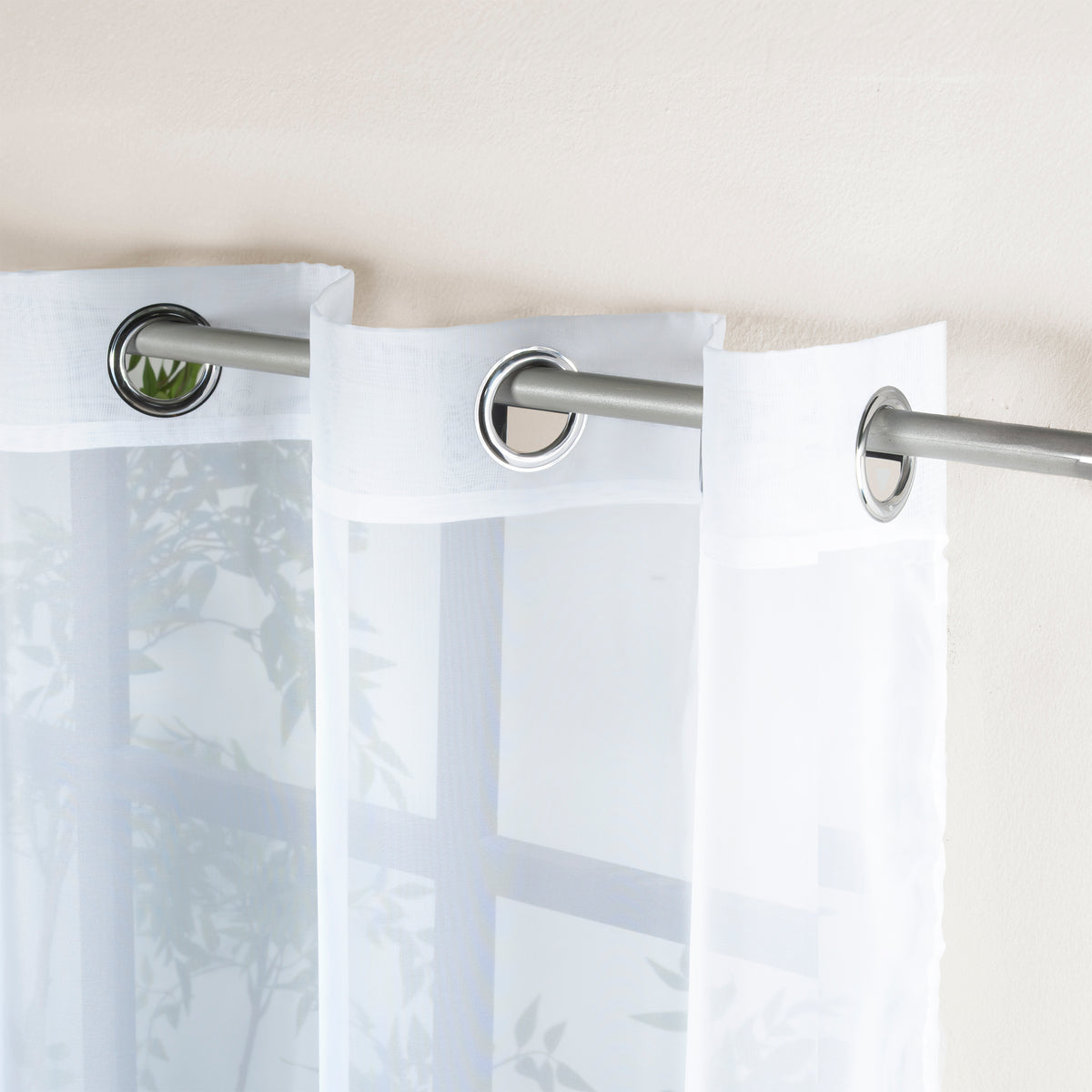 Cortinas Translúcidas Argolla Tergal Blanco LARGA