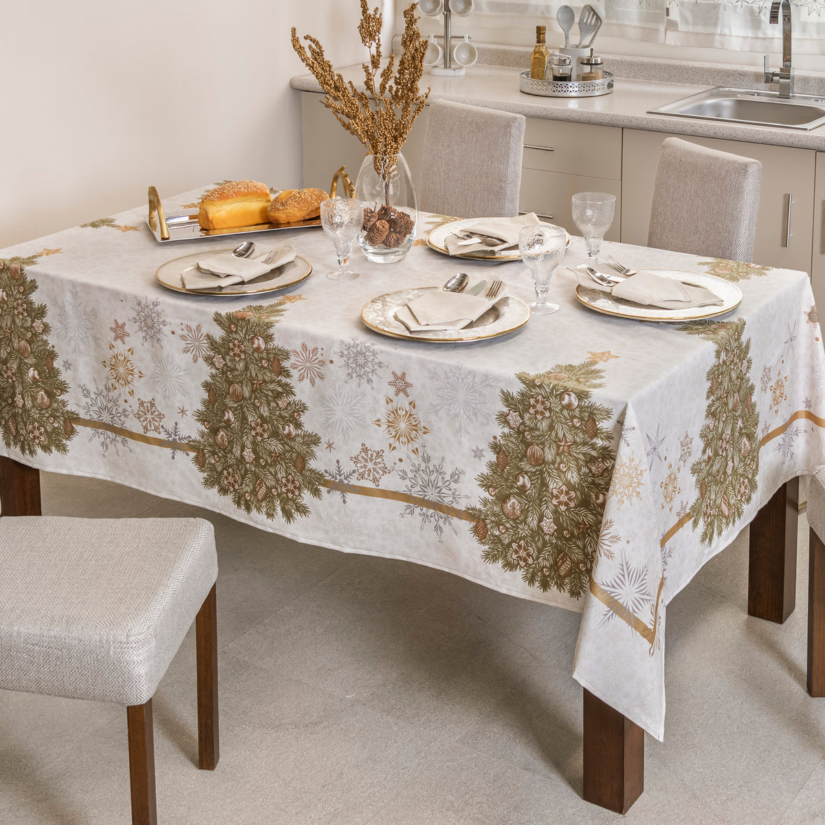 White Christmas Tablecloth