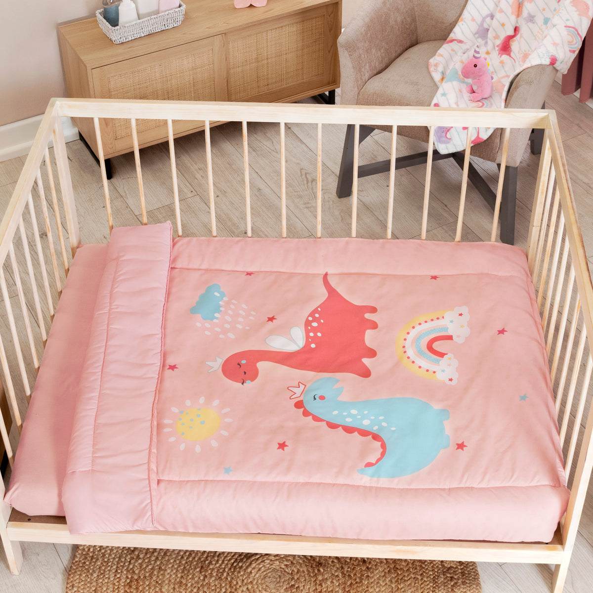Baby Dino Girl Comforter Set